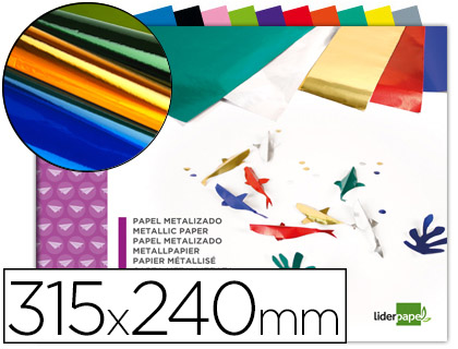 BLOCO TRABALHOS MANUAIS LIDERPAPEL PAPEL METALIZADO 240X315 MM 10 FOLHAS CORES SORTIDAS
