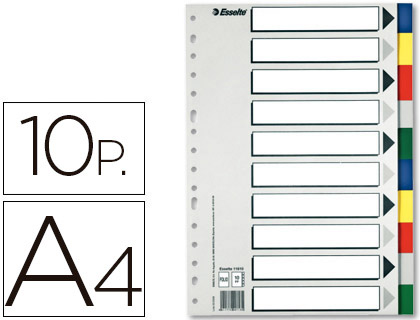 SEPARADOR ESSELTE DE PLASTICO CONJUNTO DE 10 SEPARADORES DE CORES DIN A4 COM 5 CORES MULTIPERFURADO