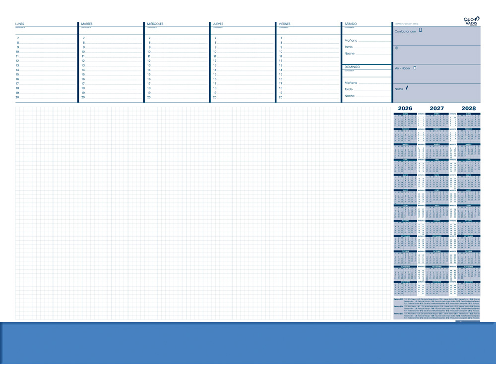 PLANNING SECRETARIA SEMANAL QUO VADIS ESCRIBANIA ESP SU8200 40X60 CM