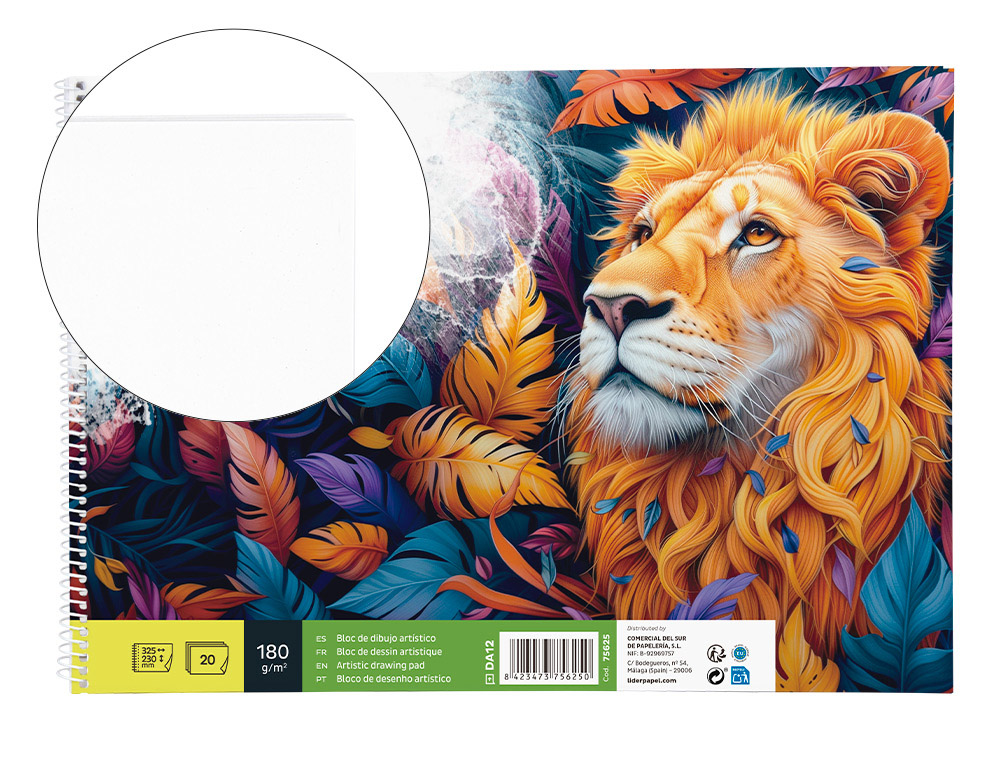 BLOCO DE DESENHO LIDERPAPEL ARTISTICO ESPIRAL 230X325MM 20 FOLHAS 180 GR SEM ESQUADRIA
