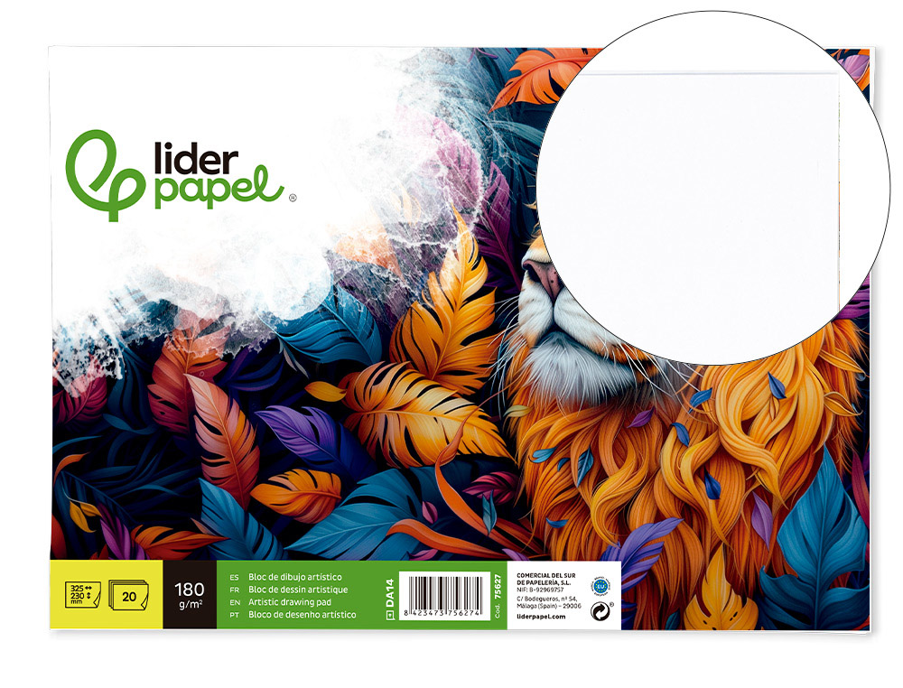 BLOCO DE DESENHO LIDERPAPEL ARTISTICO COLADO 230X325MM 20 FOLHAS 180 GR SEM ESQUADRIA