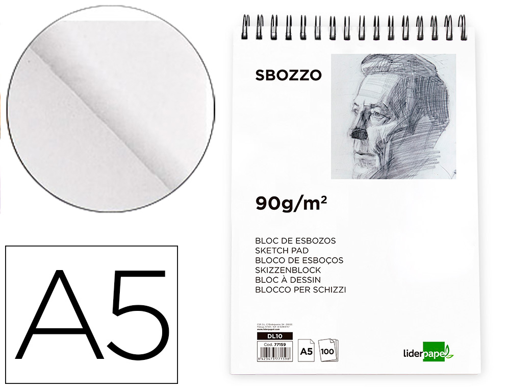 BLOCO DE ESBOCOS LIDERPAPEL DIN A5 100 FOLHAS 90 GR