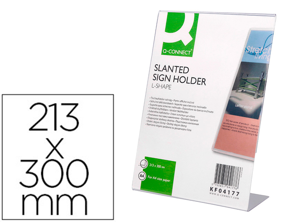 EXPOSITOR SECRETARIA Q-CONNECT COM FORMA DE L METACRILATO MEDIDAS 213X300 MM