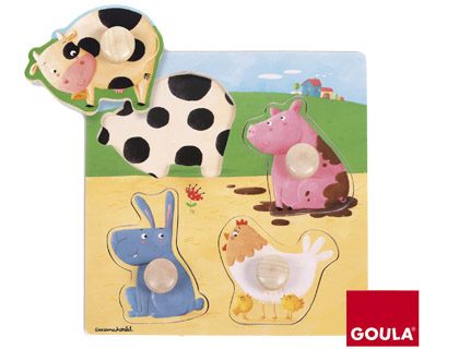 PUZZLE GOULA MADEIRA 4 PECAS ANIMAIS QUINTA COR